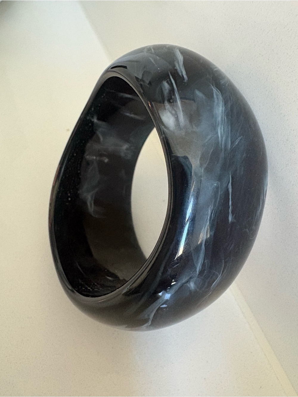 Black Acrylic Resin Bangle Bracelet - Unbranded